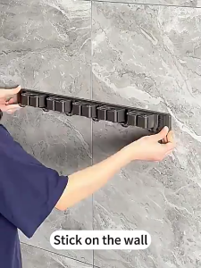 Aluminum Mop Holder Wall Mounted No Drill Glue Install Broom Rack Organizer 拖把架 Ready Stock