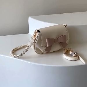 Tas selempang wanita korea style hiasan pita kulit PU rekomendasi fashion bahu perempuan masa kini