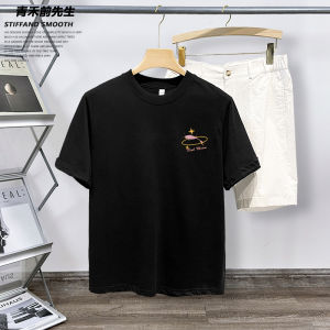 Summer Cotton Mens Short Sleeve T-Shirt Loose round Neck Printed Casual Breathable Youth Fashion Korean Style Half Sleeve Top