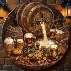 CIFbuy | 1Pc Round 2D Flat Aluminum Sign  Indoor Outdoor Wall Decor for Home Bar Cafe Garage Garden Halloween Christmas