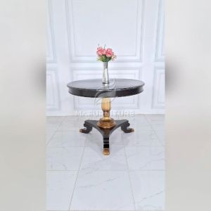 meja foyer kayu top marmer hitam