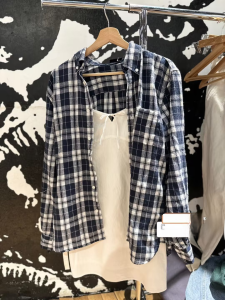 Brandy Girl BM Celebrity Same Style American Retro Vintage Blue Gingham Shirt Loose-Fitting Coat Top Women