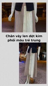 Chân váy len dệt kim phối màu trẻ trung