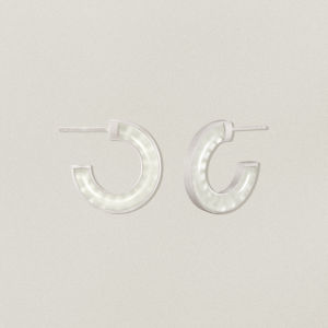 Half Hoop Design White Jade Earrings