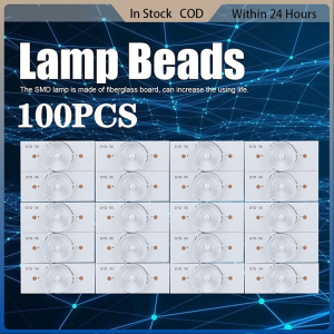 HOL 100pcs/bag Aluminum substrate 3V/6V LED concave-convex mirror general-purpose LCD TV screen backlight strip lamp beads