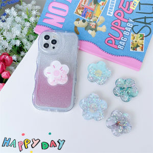 Zeallion Fashion Bear Cloud Pattern Quicksand Shell Flowers Folding Bracket Phone Holder Ring Stand For Smartphone