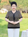 Trang Phục Nữ Cỡ Lớn Kiểu Tây Trang Phục Mùa Hè Cho Mẹ Trung Niên Áo Thun Tay Ngắn Cổ Chữ V Mẫu Mỏng Áo Voan Cho Người Trung Niên Và Cao Tuổi Khí Chất. 