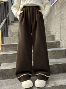 Girls Fleece Lined Straight Leg Pants Thickened Casual Wide Leg Trousers Autumn Winter New Style Childrens Fashionable Pants