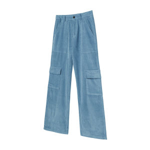 LHY American Retro Loose Straight Leg Corduroy Work Trousers Mens Jazz Dancing Casual Long Pants Trendy Autumn Spring