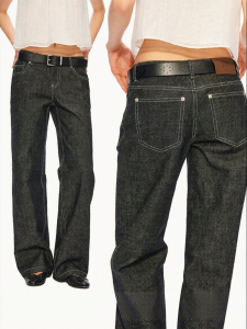 Cotton Coarse Thread Straight Low Rise Jeans