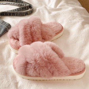 Warm Slip-resistant Women Flat Slippers Furry