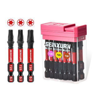 Geinxurn 15 PCS 2 Impact Torx Screwdriver Bits Set S2 Steel Multi Driver Bits with Storage Colorful Box（Pink）