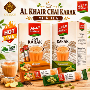 Milk Tea / Al-Khair Chai Karak / Ginger Milk Tea / Cardamom Milk Tea / Instant / Net Weight 180 gm