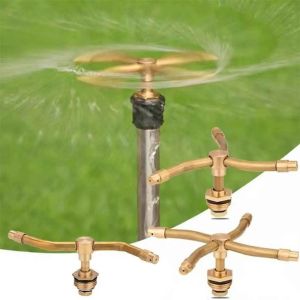 Creative 360 Degrees Rotatable Garden Lawn Watering Sprinkler Nozzle Convenient Practical 4 Arms Brass Automatic Whirling Plant Irrigation Head
