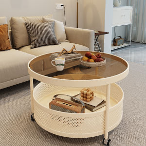 MINGZUO | Mobile Small Apartment Modern Luxurious Round Glass Coffee Table