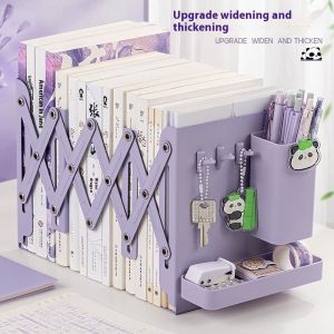 Bay gấu kim loại bookend tổ chức với kẹp giữ bút có thể tháo rời và hộp lưu trữ