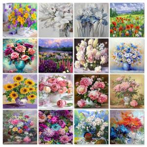 GATYZTORY Oil Painting By Number Flower Wall Art Unique Gift DIY Frame Picture By Number HandPainted Acrylic Canvas For Living