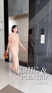 2MUAY GJO11052 เสื้อพลีทคุณภาพ THICK SHORT SLEEVE BUTTON FRONT PLEATED TOP 10 สี FREE SIZE