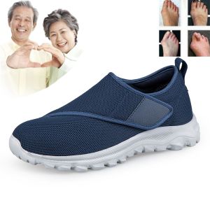 Lesvago Men or women diabetes foot sports shoes suitable for gout foot swelling wide foot deformed foot toe valgus Lightweight and breathable Non Slip Hook Loop elderly walking shoes