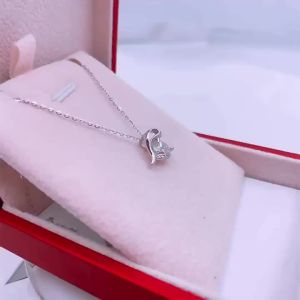 JoyceJelly Nữ 1ct Moissanite Vòng Cổ Bạc 925 Cá Heo Mặt Dây Chuyền Dễ Thương Lãng Mạn Xương Đòn Dây Chuyền Trang Sức Quà Tặng