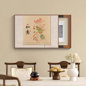New Chinese Style Decorative Painting Lucky Electric Meter Box Cover Push Pull Hanging Artwork Modern Home Decor Wall Art