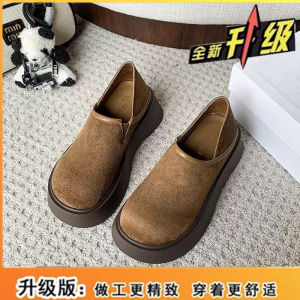 รองเท้าส้นเตี้ยแบบสวมสบายสไตล์อังกฤษ รองเท้าหนังนิ่ม สวมง่าย รองเท้าลำลองสำหรับผู้หญิงในฤดูใบไม้ผลิและฤดูใบไม้ร่วง