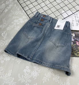 กระโปรงยีนส์ทรงเอเอวสูงสไตล์ย้อนยุคสำหรับผู้หญิง ฤดูร้อนปี 2024 กระโปรงสั้นทรงเอเอวสูงทรงเอทรงเข้ารูปสำหรับสาวฮอต