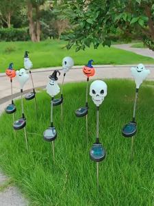 Solar Skull Ghost Pumpkin Light Halloween Outdoor Garden Yard Lawn Decor Spooky Party Atmosphere Lamp