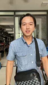 Túi đeo chéo da ipad kiểu ngang caro xanh Shalla Cs4 {SIÊU HÓT}