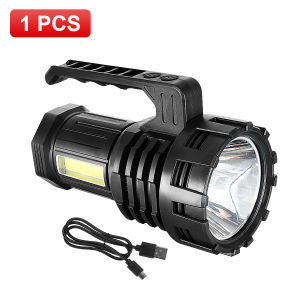 2.0 Handheld Searchlight Flashlight Rechargeable 30W COB Side Light White Red Warning Light Portable Spotlight Outdoor Emergency