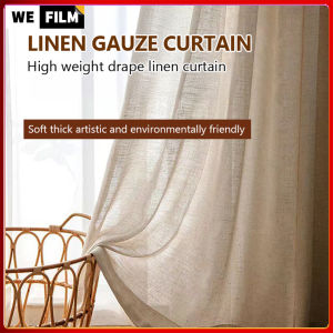 Nhật Bản rèm vải lanh nhà Kem rèm cửa hoàn thành ánh sáng mờ đục phòng ngủ phòng khách Linen che Rèm Vải The
