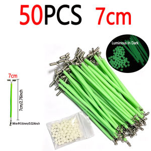 50pcs Stainless Steel Fishing Lures Wire Leader Trace Luminous Tube T-Shape Balance Arm Rolling Swivels Sea Fishing Rigs Making
