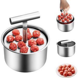 Stainless Steel Meatball Maker Tool  6pc Press-Type Mold with Ergonomic Handle Dishwasher Safe for Restaurant/Home Kitchen Use