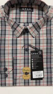 OWEN SALE - Áo Sơ Mi Owen Tay Dài Màu Ghi - Đen - Đỏ Họa Tiết Caro Form Regular Fit Lai Bầu Chính Hãng