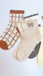 (3Pasang) Kaos Kaki Bayi Pendek Karakter Kaos Kaki Anak Laki laki Motif Kelinci Pita Bunga B417-418