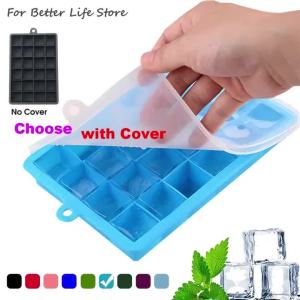 With Lid / No Lid 24-Hole Silicone Ice Tray Square Box Auxiliary Food Puree Cheese Jelly Mold Bar Kitchen Tool Cocktail Cube