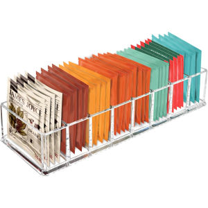 Clear Acrylic Tea Bag Organizer Holder Storage Box for Kitchen Drawer Pantry Cabinet Countertop