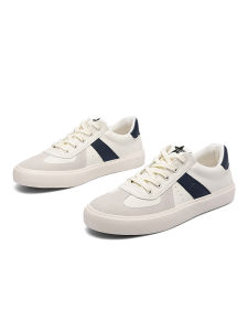 Fashionable Flat Bottom Mens Shoes Spring 2025 round Toe Lace up Casual Dequan Shoes All Match Board Shoes Comfortable Slip-On