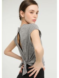 Quick Dry Sportswear Short Sleeve T Shirt Summer Yoga Clothes Loose Strap Backless Top Running Fitness Cover up for Women