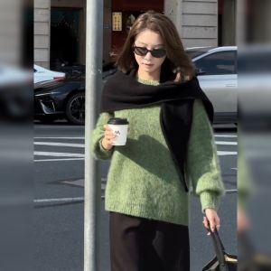 YUFUQING | Loose Fit Long Sleeve Green Cashmere Knitwear Womens Early Autumn New Style Comfortable Loose Slimming Versatile Top