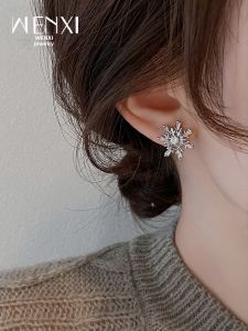 WENXI | Phụ Kiện Tai Đẹp Sang Trọng Hình Tuyết Zircon