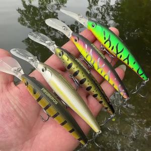 PROBEROS 1 Cái Minnow Mồi Câu Cá Nhựa Cứng Nhân Tạo Dụ Cho Cá Bass Nước Biển & Nước Ngọt Ngoài Trời Dụng Cụ Câu Cá