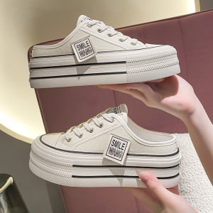 Sepatu Slip On Wanita Import Hak Tinggi Simpel Hitam Putih Kasual Seojin Selop 120