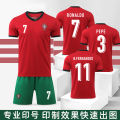 Home Away Football Kit Set for Boys Children Number 7 Cristiano Ronaldo Jersey Shorts And Pants Customizable Team Uniform. 