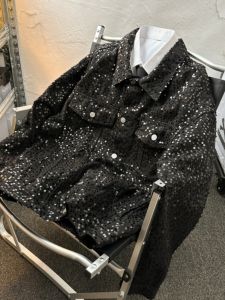 Mens And Womens Thickened Glitter Denim Jacket Loose Casual Spring Autumn High Fashion Trendy Brand Jacket Long Sleeve Flip Collar