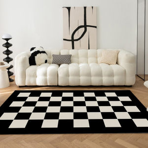 Modern Minimalist Black White Checkered Carpet Living Room Sofa Bedroom Ins Style Grid Mat Girls Bedside Long Rectangular Mixed Fabric