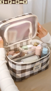 Makeup Bag Mesh Portable Cosmetic Bag Pouch Large Capacity Multi Compartment Travel Storage Bag