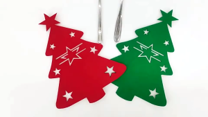 Xmas Cutlery Bag Knife Fork Storage Bag Christmas Tree Knife Fork Bag Cover Table Decoration