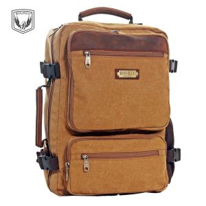 Bourzu tas ransel laptop selempang canvas genuine leather 3 fungsi