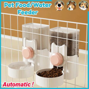 1L Automatic Cat Feeder Large Capacity Pet Hanging Water Dispenser with Food Bowl for Cats and Dogs